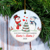 Personalized Our First Christmas Married Engagement Couple Snowman for Wedding Newlywed Customized Christmas Tree Ornament Ornament | Teecentury.com