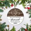 Personalized Our First Christmas Married Rustic Double Hearts Farmhouse For Wedding Newlywed Couple Customized Christmas Tree Ornament | teecentury