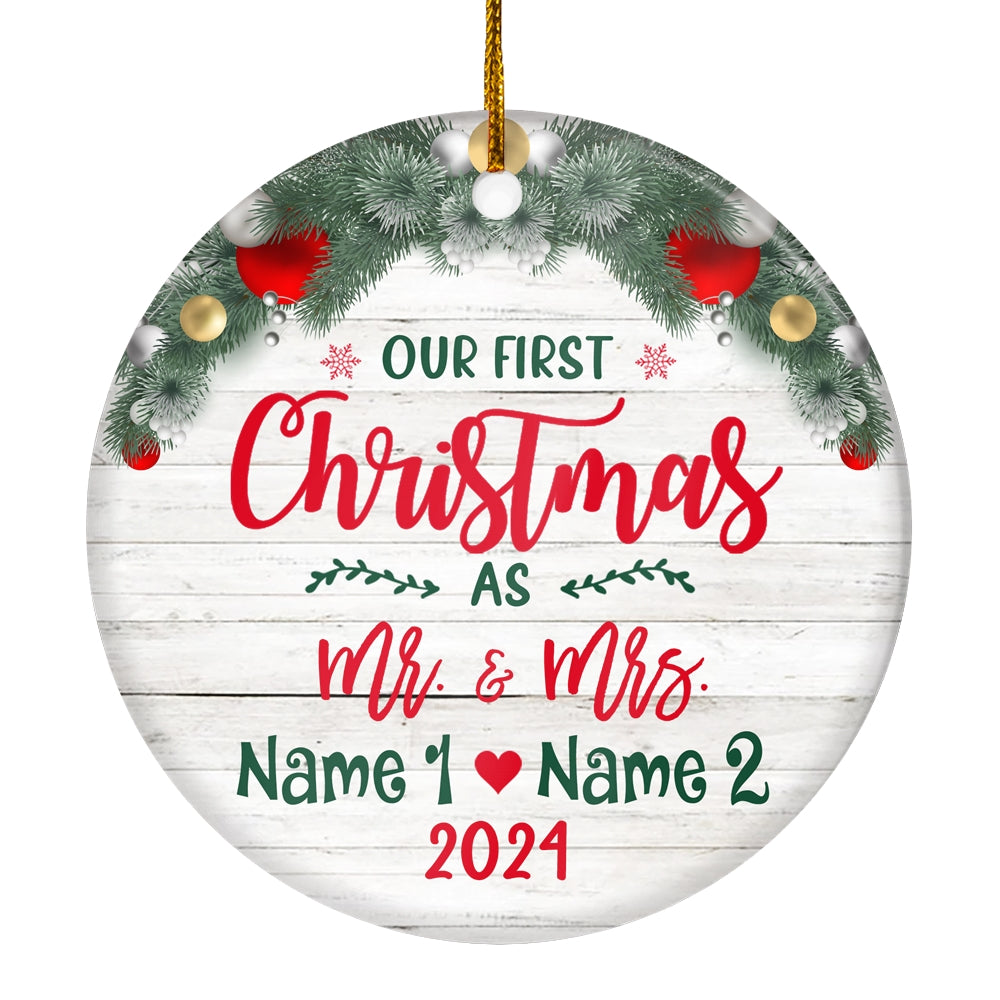 Our First Christmas As Mr And Mrs Personalized Photo Canvas, Christmas Gift  For Newly Engaged Couple, New Couple Gift - Best Personalized Gifts For  Everyone