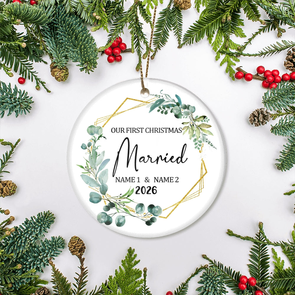 Personalized Our First Christmas Ornament First 1st Christmas Married Custom Name Decoration (23) Customized Ornament | teecentury