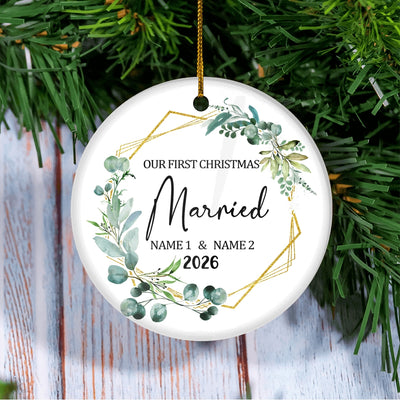 Personalized Our First Christmas Ornament First 1st Christmas Married Custom Name Decoration (23) Customized Ornament | teecentury