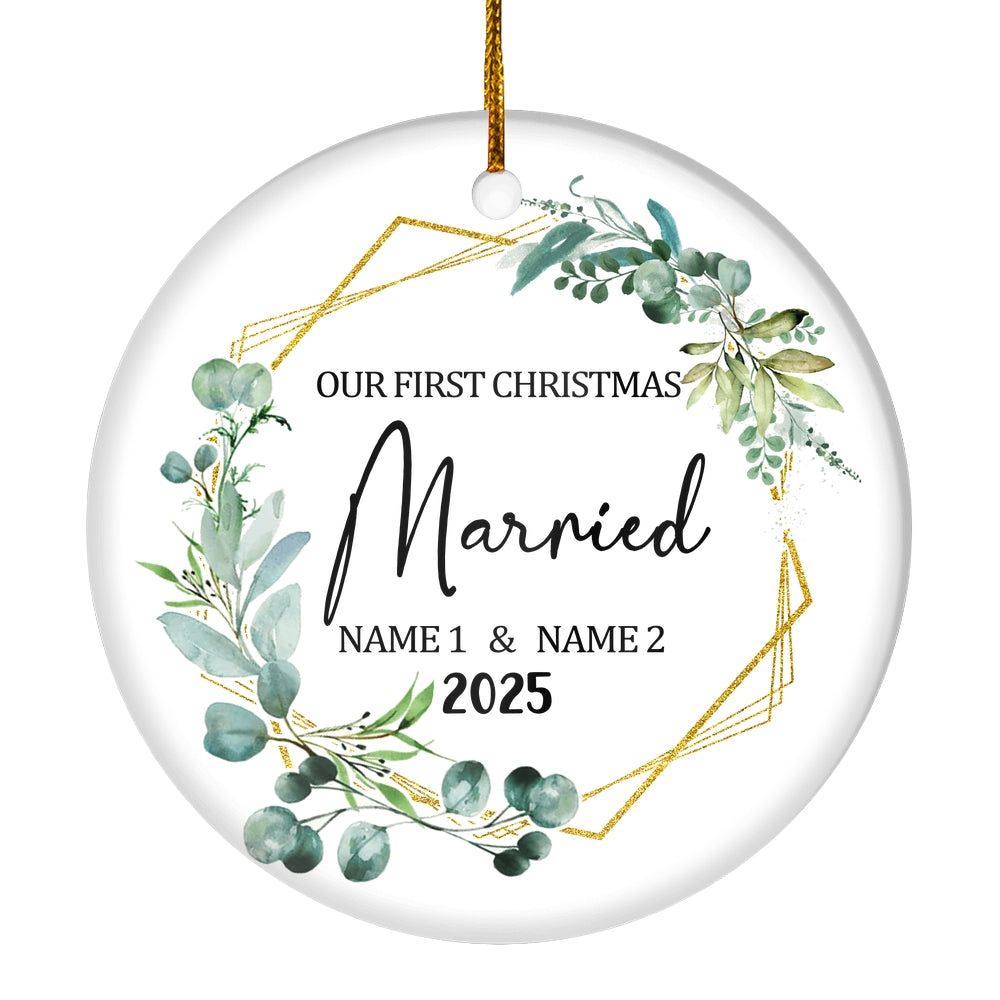 Personalized Our First Christmas Ornament First Christmas 1st Christmas Married Custom Name Decoration (23) Customized Christmas Tree Ornament | teecentury