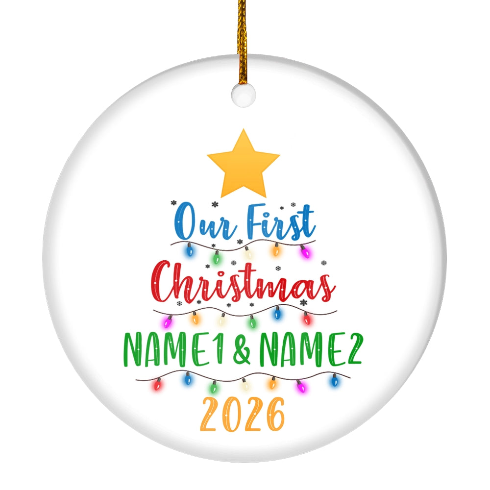 Personalized Our First Christmas Together 2025 1st Wedding Celebration Marriage Holiday Party Customized Christmas Tree Ornament | teecentury