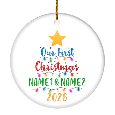 Personalized Our First Christmas Together 2025 1st Wedding Celebration Marriage Holiday Party Customized Christmas Tree Ornament | teecentury