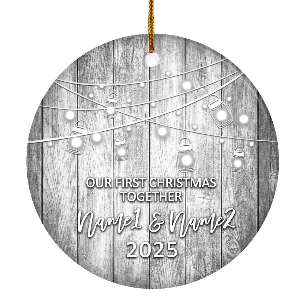 Personalized Our First Christmas Together 2025 Ornament Established Couple Keepsake Boyfriend Girlfriend Rustic Gift for Couples 6 Christmas Tree Ornament | teecentury