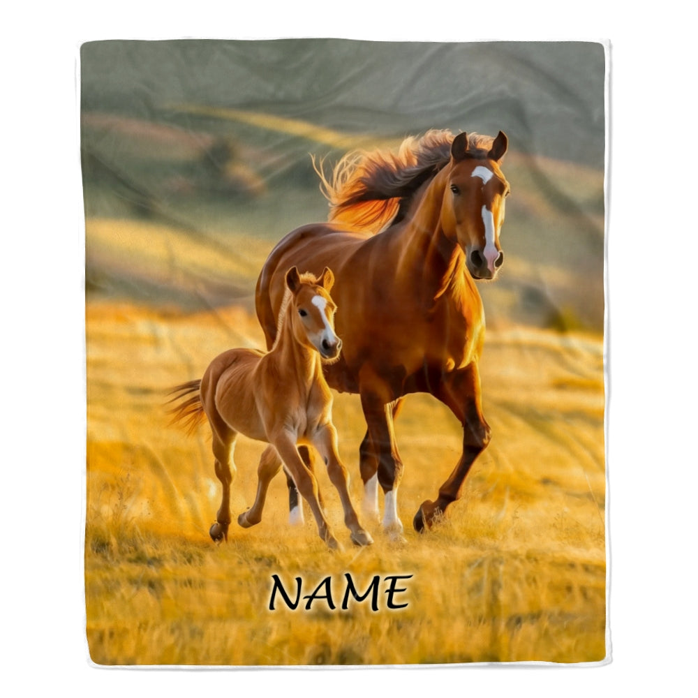 Personalized Running Horse Blanket Custom Name Equestrian Sport For Horse Boy Girl Men Women Birthday Christmas Customized Fleece Blanket Blanket | Teecentury.com