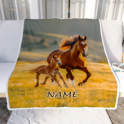 Personalized Running Horse Blanket Custom Name Equestrian Sport For Horse Boy Girl Men Women Birthday Christmas Customized Fleece Blanket Blanket | Teecentury.com
