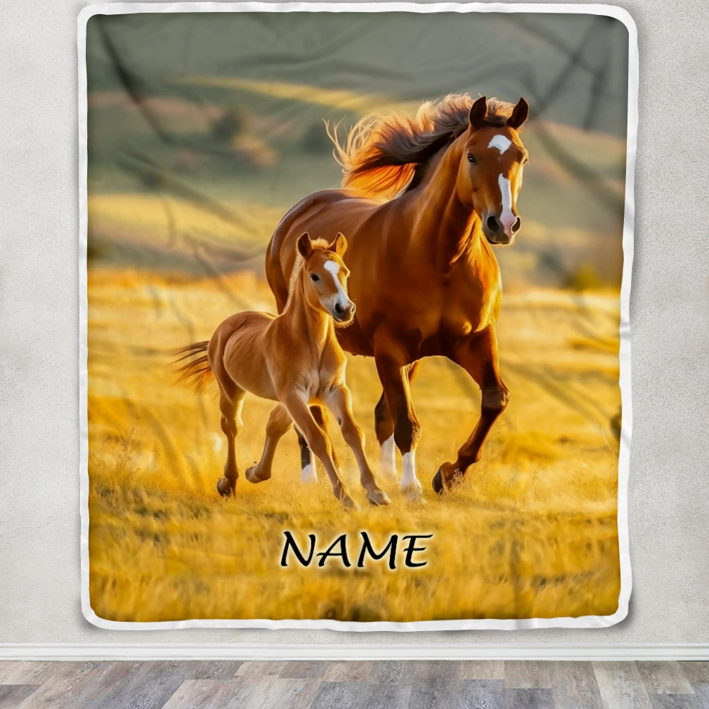 Personalized Running Horse Blanket Custom Name Equestrian Sport