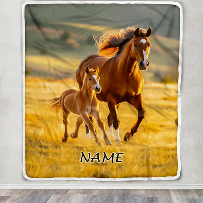 Personalized Running Horse Blanket Custom Name Equestrian Sport For Horse Boy Girl Men Women Birthday Christmas Customized Fleece Blanket Blanket | Teecentury.com