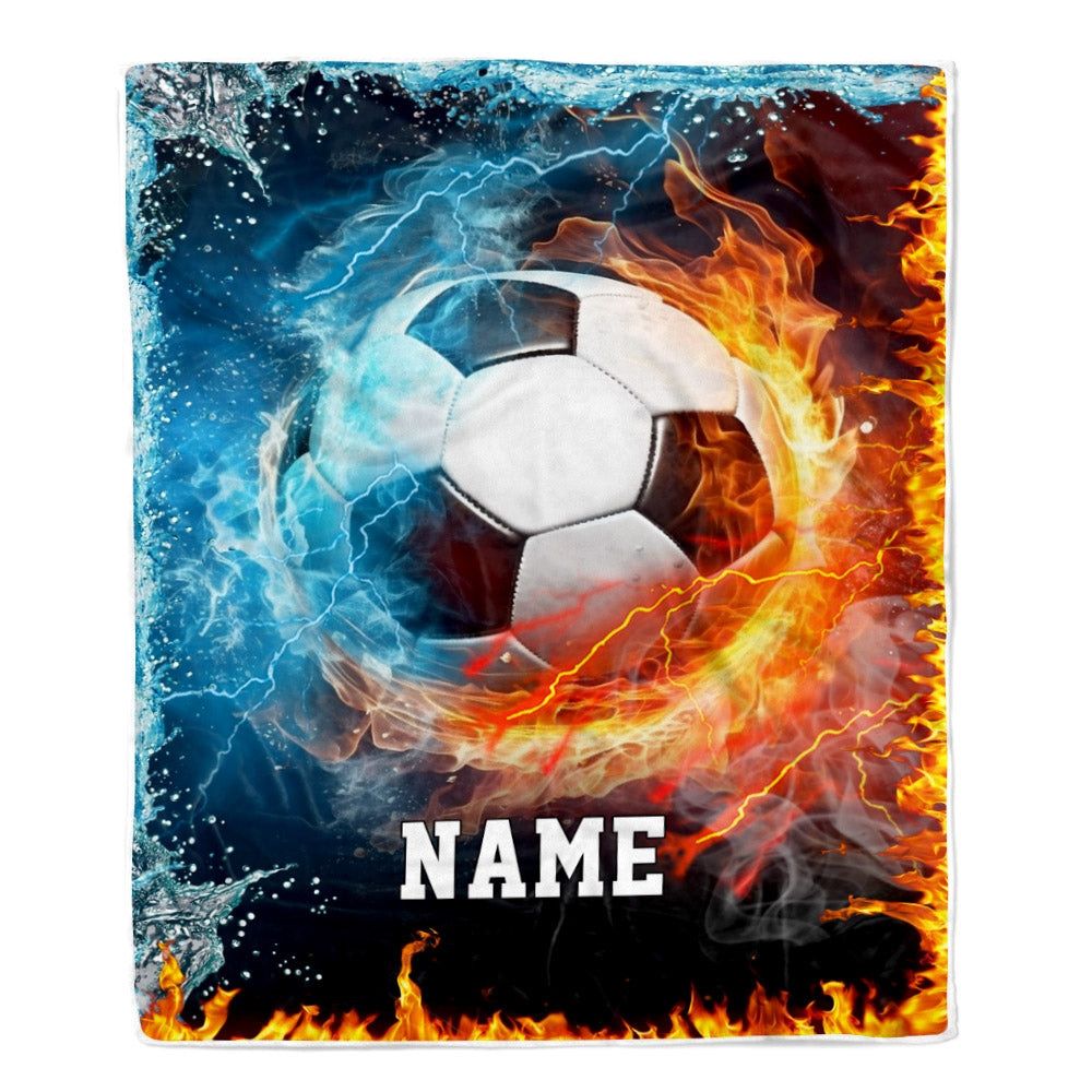 Personalized Soccer Blanket Fire Water A Nice Night American Flag Printed 3D Sport Lover Kids Men Women Birthday Christmas Customized Fleece Blanket Blanket | Teecentury.com