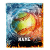 Personalized Softball Blanket Fire Water A Nice Night American Flag Printed 3D Sport Lover Kids Men Women Birthday Christmas Customized Fleece Blanket Blanket | Teecentury.com