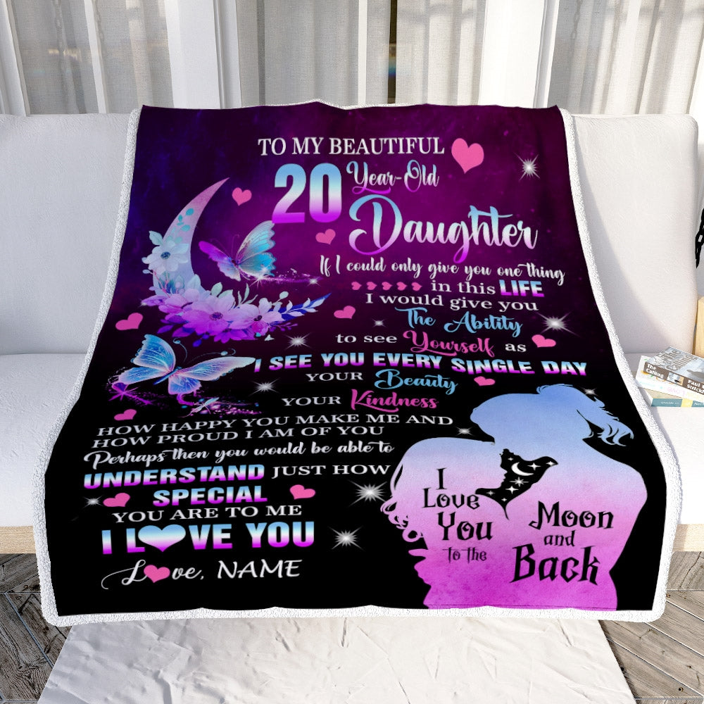 Personalized Sweet 20 Gifts For Girls Daughter Blanket From Mom Butterfly Sweet Twenty 20 Twenty Old Birthday Decorations Customized Fleece Blanket | teecentury