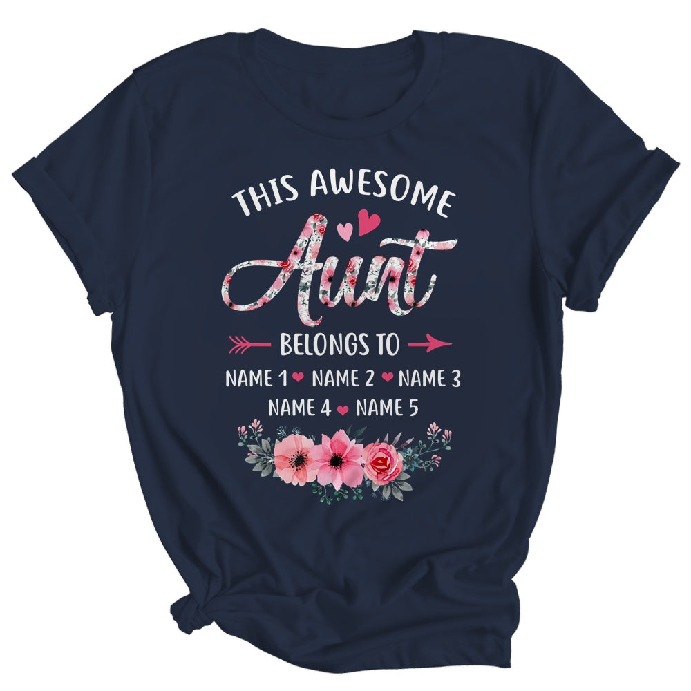 Personalized This Awesome Aunt Belongs To Custom Kids Name Floral Aunt Mothers Day Birthday Christmas Shirt & Tank Top | teecentury