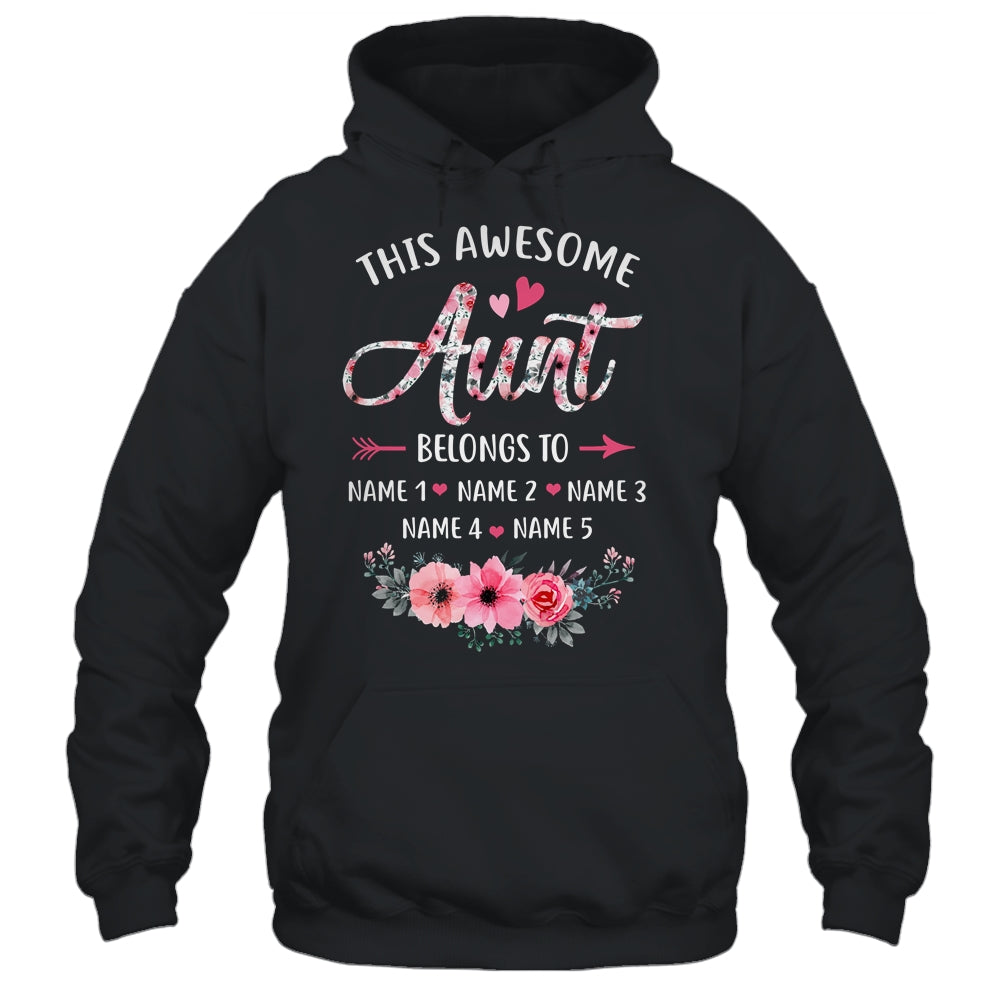 Personalized This Awesome Aunt Belongs To Custom Kids Name Floral Aunt Mothers Day Birthday Christmas Shirt & Tank Top | teecentury