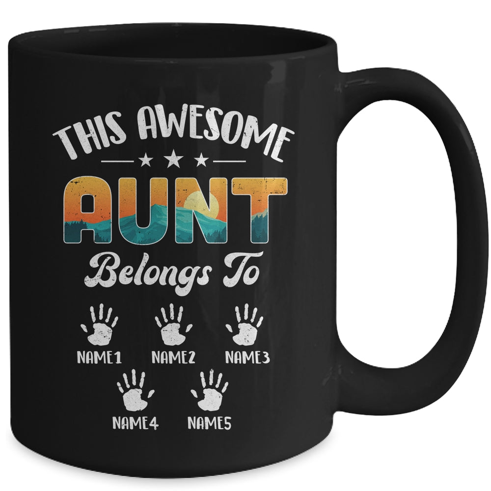 Personalized This Awesome Aunt Belongs To Custom Kids Name Vintage Mothers Day Birthday Christmas Mug | teecentury
