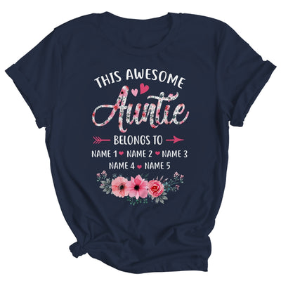 Personalized This Awesome Auntie Belongs To Custom Kids Name Floral Auntie Mothers Day Birthday Christmas Shirt & Tank Top | teecentury