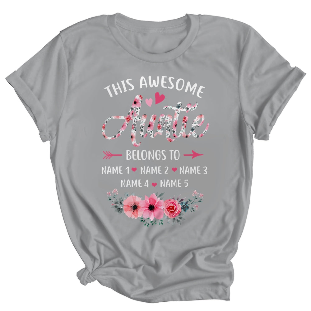 Personalized This Awesome Auntie Belongs To Custom Kids Name Floral Auntie Mothers Day Birthday Christmas Shirt & Tank Top | teecentury