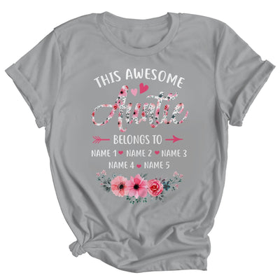 Personalized This Awesome Auntie Belongs To Custom Kids Name Floral Auntie Mothers Day Birthday Christmas Shirt & Tank Top | teecentury