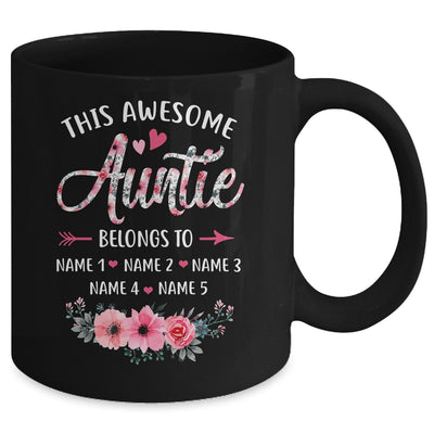Personalized This Awesome Auntie Belongs To Custom Kids Name Floral Auntie Mothers Day Birthday Christmas Mug | teecentury