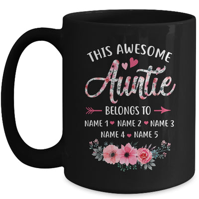 Personalized This Awesome Auntie Belongs To Custom Kids Name Floral Auntie Mothers Day Birthday Christmas Mug | teecentury