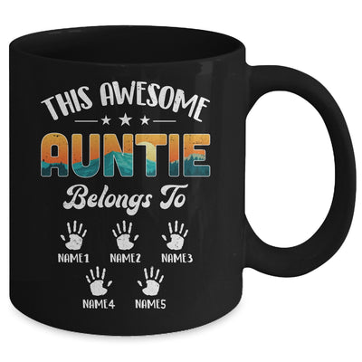 Personalized This Awesome Auntie Belongs To Custom Kids Name Vintage Mothers Day Birthday Christmas Mug | teecentury