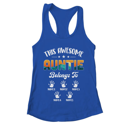 Personalized This Awesome Auntie Belongs To Custom Kids Name Vintage Mothers Day Birthday Christmas Shirt & Tank Top | teecentury