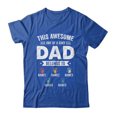 Personalized This Awesome Dad Belongs To Custom Kids Name Color Hand Fathers Day Birthday Christmas Shirt & Hoodie | teecentury