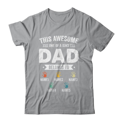 Personalized This Awesome Dad Belongs To Custom Kids Name Color Hand Fathers Day Birthday Christmas Shirt & Hoodie | teecentury