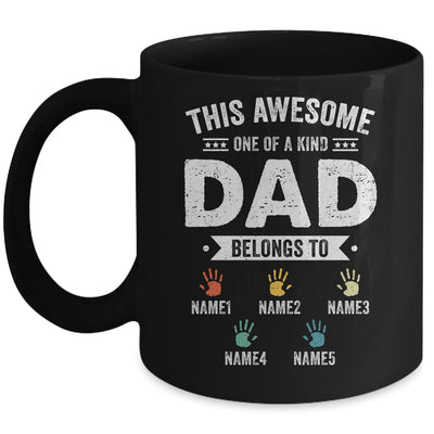 Personalized This Awesome Dad Belongs To Custom Kids Name Color Hand Fathers Day Birthday Christmas Mug | teecentury