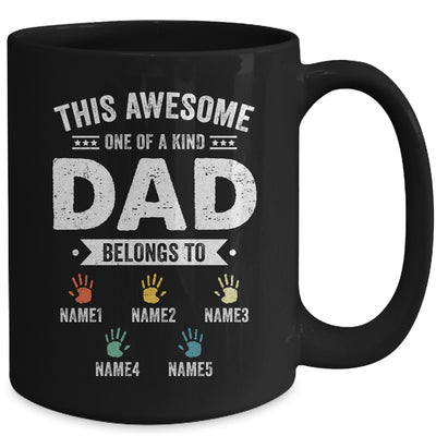 Personalized This Awesome Dad Belongs To Custom Kids Name Color Hand Fathers Day Birthday Christmas Mug | teecentury