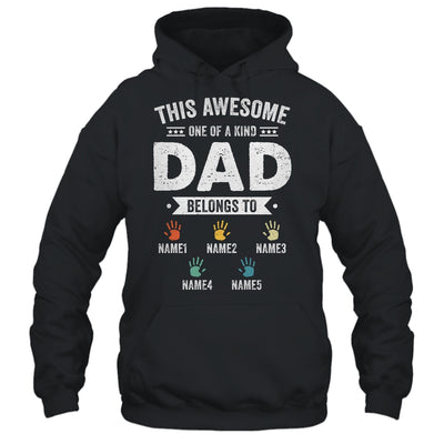 Personalized This Awesome Dad Belongs To Custom Kids Name Color Hand Fathers Day Birthday Christmas Shirt & Hoodie | teecentury