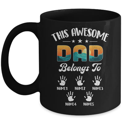 Personalized This Awesome Dad Belongs To Custom Kids Name Vintage Fathers Day Birthday Christmas Mug | teecentury