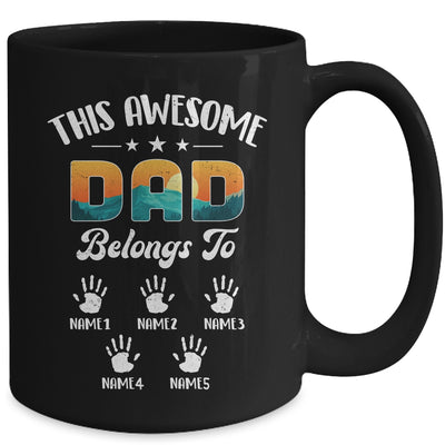 Personalized This Awesome Dad Belongs To Custom Kids Name Vintage Fathers Day Birthday Christmas Mug | teecentury