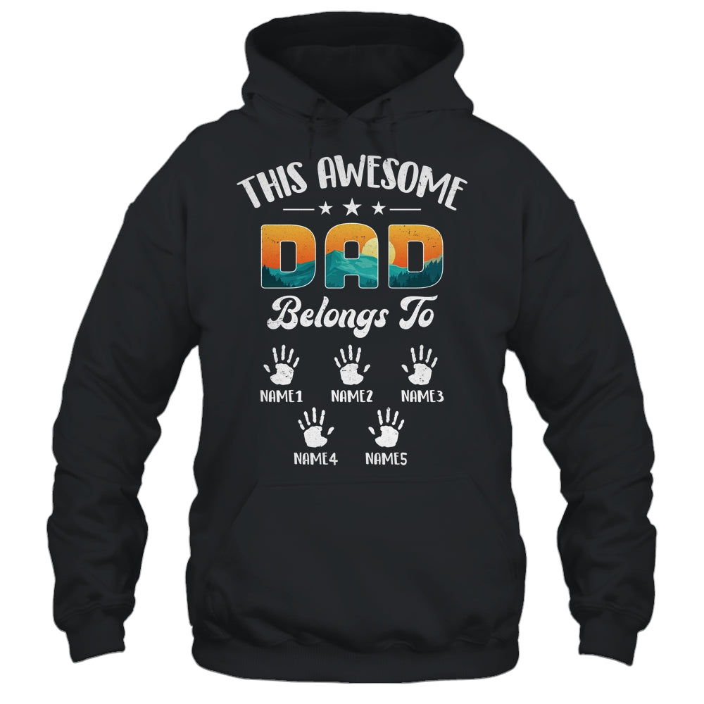 Personalized This Awesome Dad Belongs To Custom Kids Name Vintage Fathers Day Birthday Christmas Shirt & Hoodie | teecentury