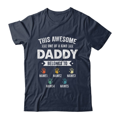 Personalized This Awesome Daddy Belongs To Custom Kids Name Color Hand Fathers Day Birthday Christmas Shirt & Hoodie | teecentury