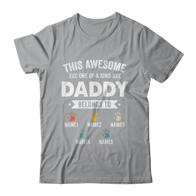 Personalized This Awesome Daddy Belongs To Custom Kids Name Color Hand Fathers Day Birthday Christmas Shirt & Hoodie | teecentury