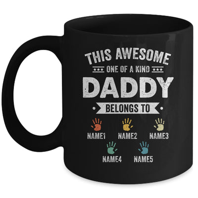 Personalized This Awesome Daddy Belongs To Custom Kids Name Color Hand Fathers Day Birthday Christmas Mug | teecentury