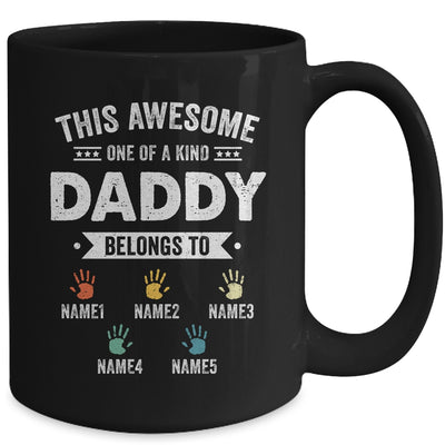 Personalized This Awesome Daddy Belongs To Custom Kids Name Color Hand Fathers Day Birthday Christmas Mug | teecentury