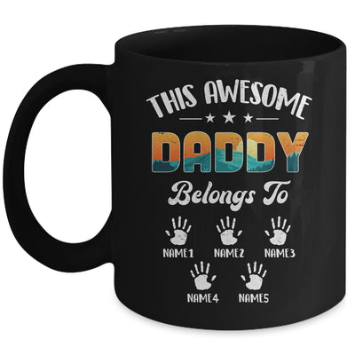 Personalized This Awesome Daddy Belongs To Custom Kids Name Vintage Fathers Day Birthday Christmas Mug | teecentury