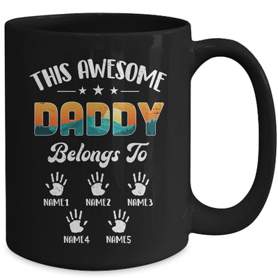 Personalized This Awesome Daddy Belongs To Custom Kids Name Vintage Fathers Day Birthday Christmas Mug | teecentury