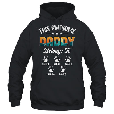 Personalized This Awesome Daddy Belongs To Custom Kids Name Vintage Fathers Day Birthday Christmas Shirt & Hoodie | teecentury