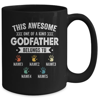 Personalized This Awesome Godfather Belongs To Custom Kids Name Color Hand Fathers Day Birthday Christmas Mug | teecentury