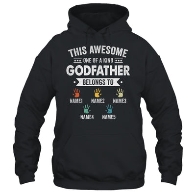 Personalized This Awesome Godfather Belongs To Custom Kids Name Color Hand Fathers Day Birthday Christmas Shirt & Hoodie | teecentury