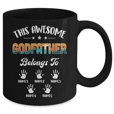 Personalized This Awesome Godfather Belongs To Custom Kids Name Vintage Fathers Day Birthday Christmas Mug | teecentury