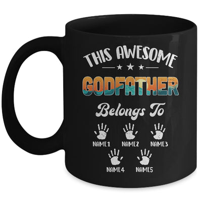 Personalized This Awesome Godfather Belongs To Custom Kids Name Vintage Fathers Day Birthday Christmas Mug | teecentury