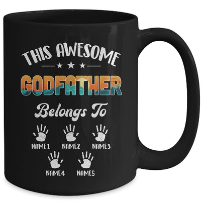 Personalized This Awesome Godfather Belongs To Custom Kids Name Vintage Fathers Day Birthday Christmas Mug | teecentury