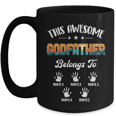 Personalized This Awesome Godfather Belongs To Custom Kids Name Vintage Fathers Day Birthday Christmas Mug | teecentury