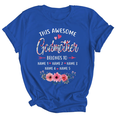 Personalized This Awesome Godmother Belongs To Custom Kids Name Floral Mothers Day Birthday Christmas Shirt & Tank Top | teecentury