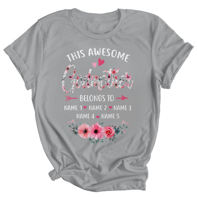 Personalized This Awesome Godmother Belongs To Custom Kids Name Floral Mothers Day Birthday Christmas Shirt & Tank Top | teecentury
