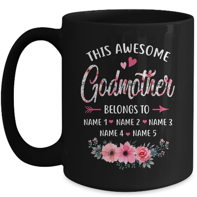 Personalized This Awesome Godmother Belongs To Custom Kids Name Floral Mothers Day Birthday Christmas Mug | teecentury